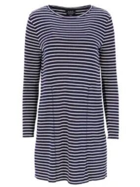 A.P.C Striped Navy & White Long Sleeve Dress